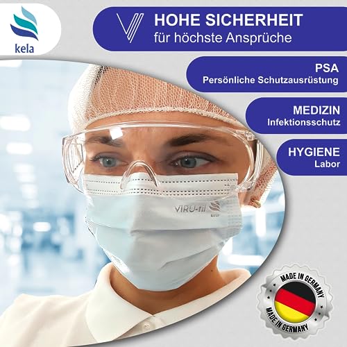 kela 1er Pack Schutzbrille P1S1 I 100% Made in Germany | splitterfreie Arbeitsschutzbrille mit Anti Fog- und UV-Beschichtung I leicht und transparent I Überbrille für Brillenträger Sportbrille