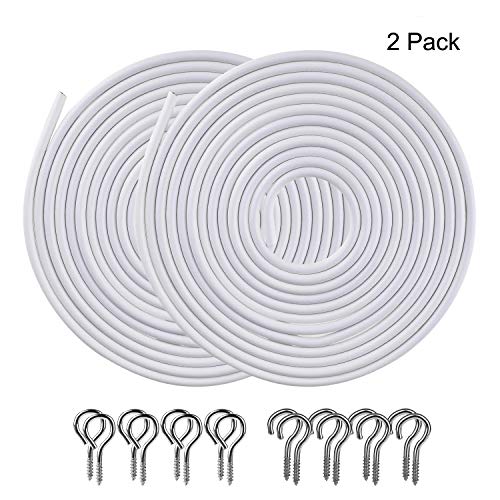 OOTSR [2 Pack White Curtain Wire, Plastic Coated Window Curtain Wire, Picture Hanging
