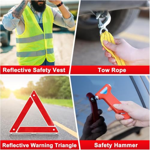 Car Roadside Emergency Kit with Jumper Cables, Shovel, 10-in-1 Tool Set - Image 5