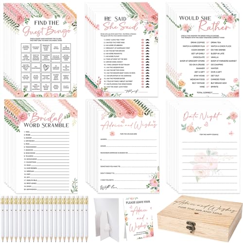 Silipull Bridal Shower Games Set for 50 Guests Includes Bingo,