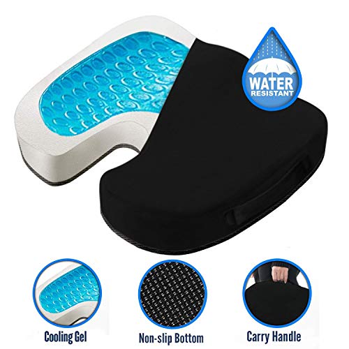 CUSHIONCARE Coccyx Pain Relief Pillow - Memory Foam and Cooling Gel with Water