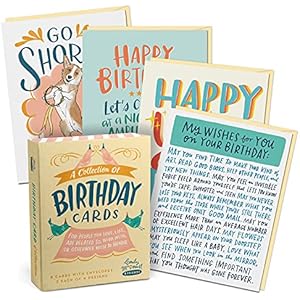 Em & Friends Birthday Cards Box of 8 Assorted Cards 4.25 x 5.5-inches Each