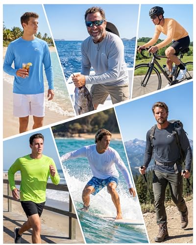 Image of FISHEAL Mens Long Sleeve Fishing Camo Shirts, UPF 50+ Sun Swim Rash Guard