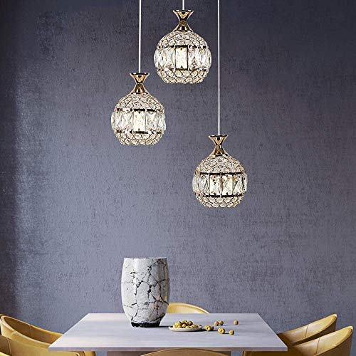 Chandelier Moderno Dorado de Cristal con 3 Luces Ajustables 4