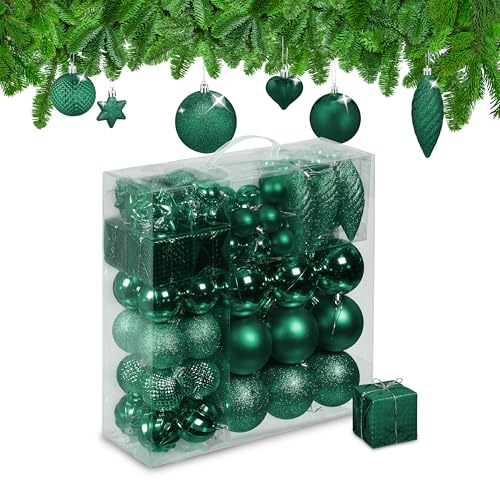Christbaumkugeln Grün 14 Relaxdays Weihnachtskugeln 110er Set, Kunststoff, Weihnachtsbaumdeko...