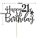 Black Glitter Happy 21st Birthday Cake Topper, 21st Anniversary, Cheers to 21 Years Party Decorations