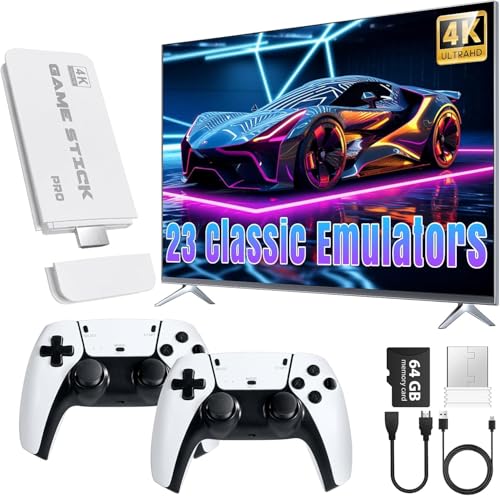 Image of HDMI 4K Wireless TV Game Console Stick 4K，Retro Game Stick with Built-in 9+ Emulators, 20,000+ Games, 4k Hdmi Output & 2.4GHz Wireless Controller, Retro... (Family Edition)