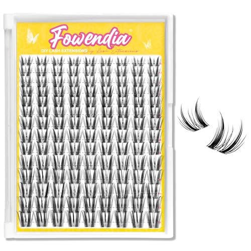 Fowendia Wispy Lash Clusters Freya 8-18mm Spike Eyelash Clusters D Curly DIY Lash Extension Spikes 0.03mm -Invisible Band Natural Individual Cluster Eyelashes