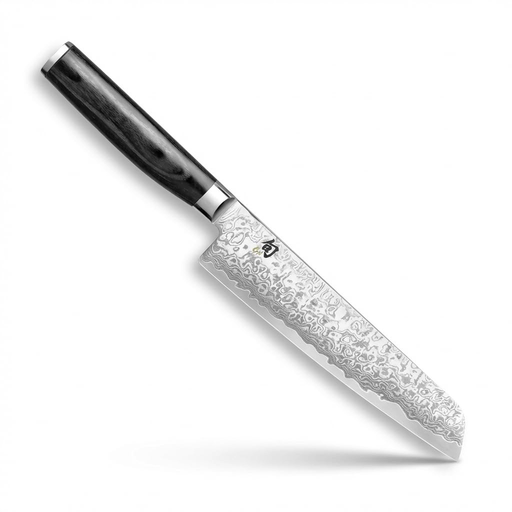 KAI Shun Premier Tim Mälzer Minamo coltello universale giapponese 15,0 cm lunghezza lama - acciaio centrale VG-MAX con 32 strati di acciaio damasco, 61 HRC - legno Pakka - fatto a mano