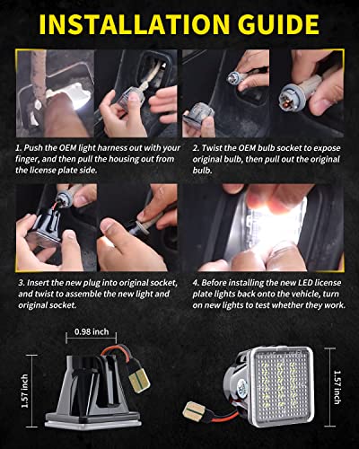 Image of LED License Plate Lights Bright White Tag Lamp Assembly Replacement Compatible with Toyota 2016 2017 2018 2019 2020 2021 Tacoma & 2014-2021 Tundra Pickup Truck, Pack of 2
