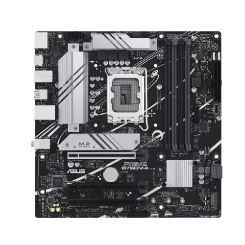 Image of ASUS PRIME B760M-A Intel B760(LGA1700)(13th and 12th Gen)mATX motherboard,PCIe 4.0,DDR5, 2xM.2 slots,2.5Gb LAN, DP, Dual HDMI, SATA 6 Gbps, rear USB 3.2 Gen 2, front USB 3.2 Gen 1 Type-C, Aura Sync