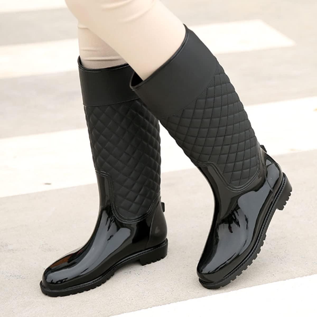AONEGOLD Stivali di Gomma Donna Pioggia Impermeabile Alti Wellington Boot Rain Boot Giardino Stivali