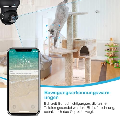 litokam Little elf Überwachungskamera 2 Stück, 2K Babyphone mit Kamera mit Bewegungserkennung, Nachtsicht, 2-Wege-Audio, WLAN Kamera Überwachung Innen für Hunde, Haustierkamera mit App, Alexa