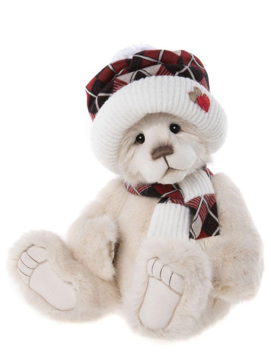 Charlie BearsCozy 2023 White Teddy Bear with Hat and Scarf Collectable Soft
