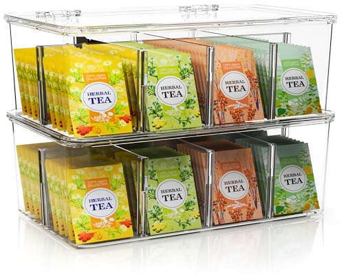 Comparison: Best Tea Bag Organizer 4 Utopia Home 2 Pack Tea Bag Organizer - Stackable Tea Bag Storage Organizer with Lid - Tea bag holder For Kitchen Organizers and Storage, Multi-Functional Kitchen Organizer, Home organizer (Clear)