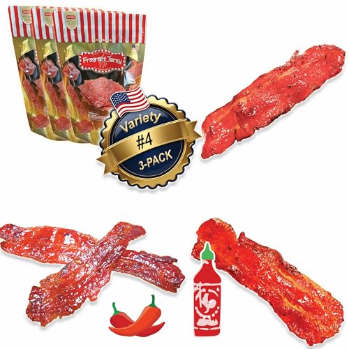VP#6 ALL BACON JERKY - MIXED FLAVORS (Original, Spicy, Sriracha Bacon each 4oz) *Fresh Grilled to Order *Shipped the Same Day *L.A. Times 