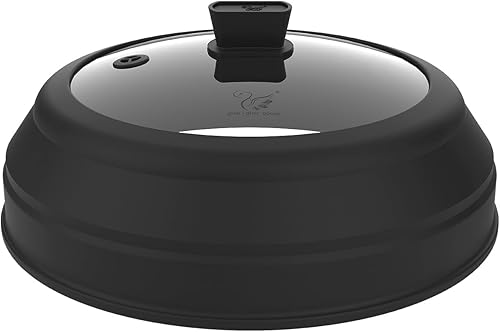 Cubierta de salpicaduras de microondas Tapa protectora de salpicaduras de vidrio con silicona plegable para cubiertas de platos de alimentos de 8.5