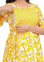 THE MOON STAR Elegant Cotton Floral Anarkali Maternity Feeding Kurti for Women | Stylish Nursing Wear with Zipper Access | Comfortable Pregnancy Dress
