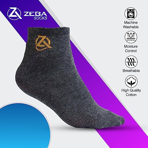 ZEBA Mini-Crew Socks for Men - Gray (6-pack)2