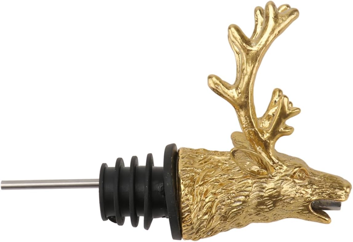 Mikinona Creative Deer Head Wine Pourer Liquor Spout Smooth Pouring Reduces Spillage Unique for Wine Lovers Bar Owners Decorative Home Wine Accessory
