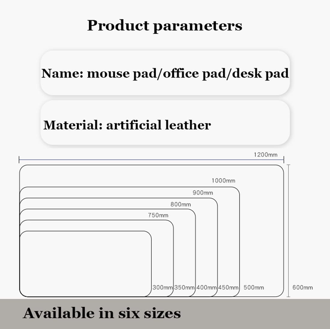 PU Sottomano Tappetini per Mouse Deskpad Grigio scuro 75*120cm