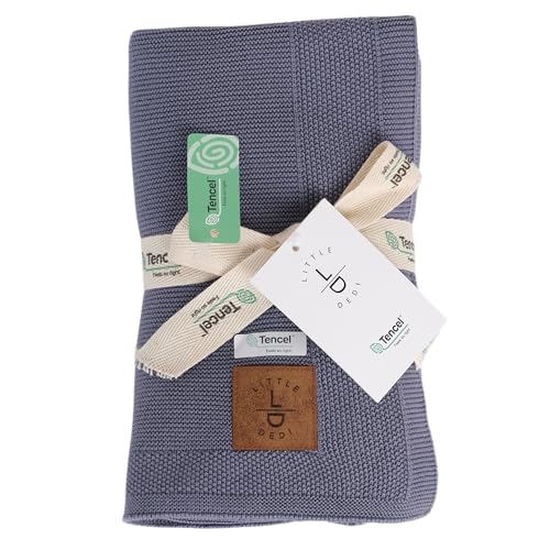Image of Hypoallergenic Silky Baby Blanket - 30x40 Inches Grey Blue, Oeko-TEX Certified, Thermal-Regulating, Soft Knit Neutral for Girls & Boys - Swaddle or Toddler Blanket, Dua