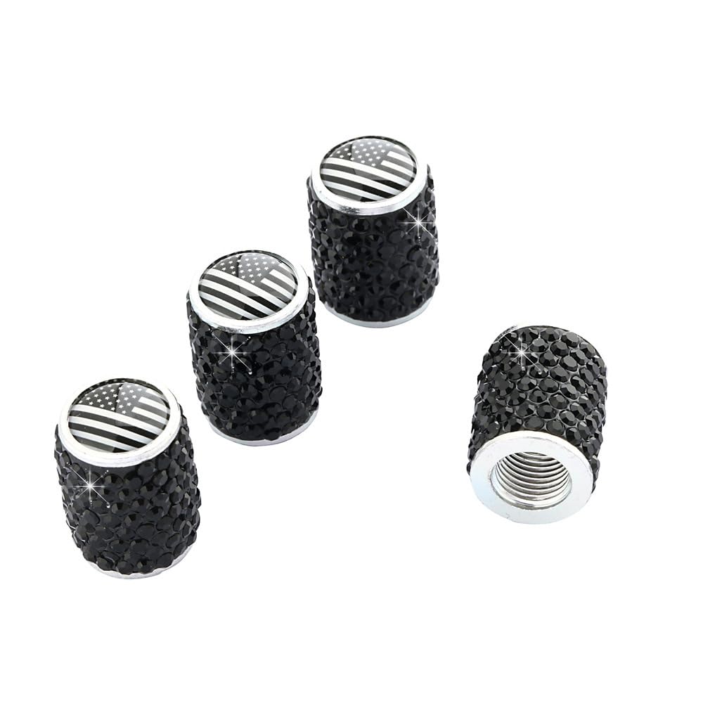Universal Car Tire Valve Caps 4Pcs Valve Stem Caps Bling Rhinestone Crystal Car Accessories for Automobiles Motorcycles Trucks Bikes (GuoQi, 4 Pcs)