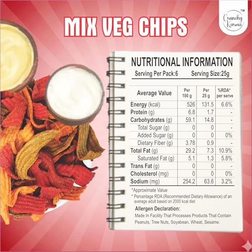 Image of Mix Veg Chips Desi Masala | Baked Multigrain Vegetable Chips | High Protein Healthy Snack | Gluten Free, High Fiber | No Trans Fat | Tasty Indian Snack for All Ages - 150g