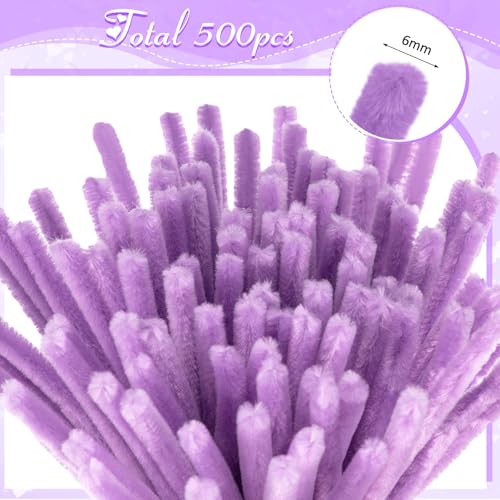 Image of Peryiter 500pcs Pipe Cleaner Craft Pack, Dark Pink & Purple Flower, 12 Inch | Chenille Stems for DIY Flower Bouquets, Graduation Bouquet Crafts, Fuzzy Sticks for Handmade Flowers, DIY Gift, Art Projects