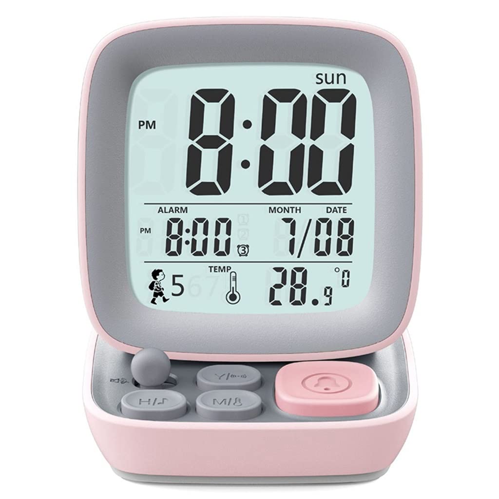 DYKKLKQ Cartoon Digital Alarm Clock Bedside Clock Home Retro Small Computer Clock Music Table Rechargeable