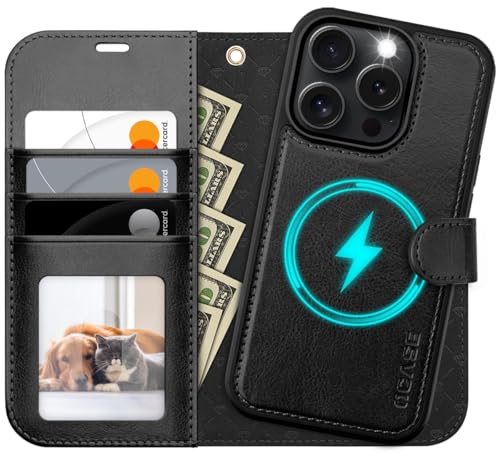 OCASE iPhone 16 Pro Hülle(2in1) Leder Stoßfestes Case, Abnehmbare magnetische Hülle, MitHandschlaufe, Kabelloses Laden, ...