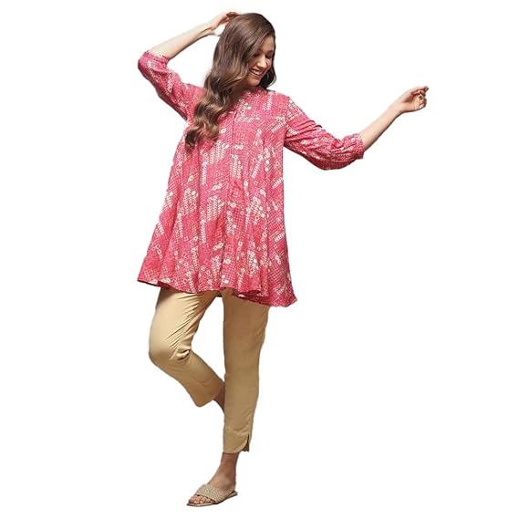 BIBA Women Rayon Regular Fit Liva Printed Kurti