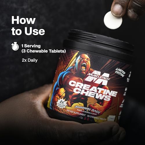 Image of MuscleTech Creatine Chews - Creapure Monohydrate Supplement for Muscle Recovery, Muscle Builder & Energy Boost - Pre Workout Supplement for Men & Women - 90 Chewable Candies, Boogieman Punch