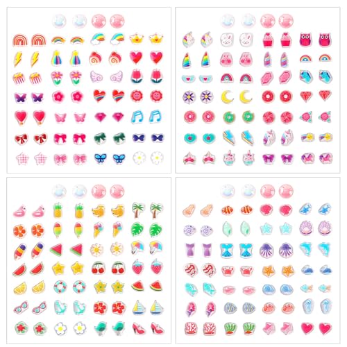AUGSUN 240 Pcs Sticker Earring Stick on Earrings for Little Girls
