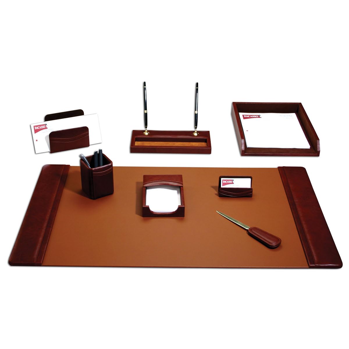 Dacasso Classic Leather Desk Set, 8pcs, Mocha