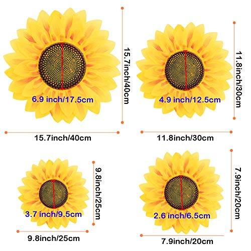 4Pcs Removable Wall Decals 3D Sunflower Wall Sticker Wall Art Home Decor Sunflowers Wall Stickers Decal For Kids Baby Living Room Bedroom Wedding Party Decoration #TOP6