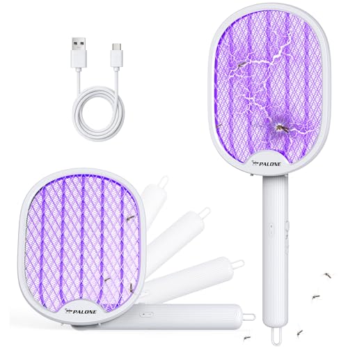 PALONE Electric Fly Swatter 4000V Mosquito Killer Stick With UV Light Attraction Electric Insect Killer with 180 Rotating Handle USB-C Mosquito Bug Zapper More Suitable for Indoor Use