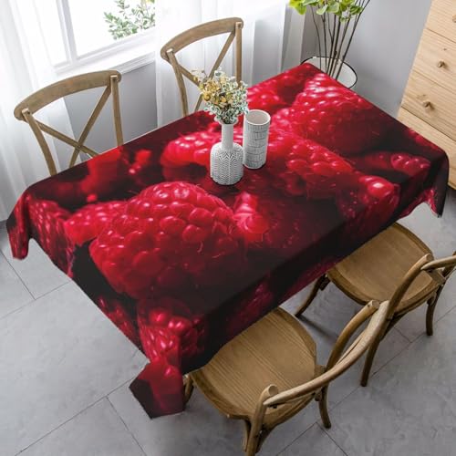 TRSGKSQP Nappe de cuisine rectangulaire imperméable et infroissable - 140 x 90 cm - Résistante aux taches - Nappe de table à manger en poils de framboises - Nappe décorative pour intérieur et