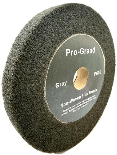 Image of 6 inch x 1 /2 inch Grey 600 Grit Non-Woven Bench Grinder Polishing Burnishing Satin Finishing Flap Brush Wheel for Aluminum Copper Metal Golf Club Refurbishing, Compatible for 1 /2 inch, 5 /8 inch, 3 /4 inch Arbor