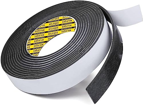 Image of MILEQEE EVA Single-Sided Adhesive Black Foam Tape, Single-Sided Sealing Strip Foam Pad Sponge Tape Window Weatherproof, Self-Adhesive Insulation Sealing Tape (Black), 1roll 1.18''x16.4ft