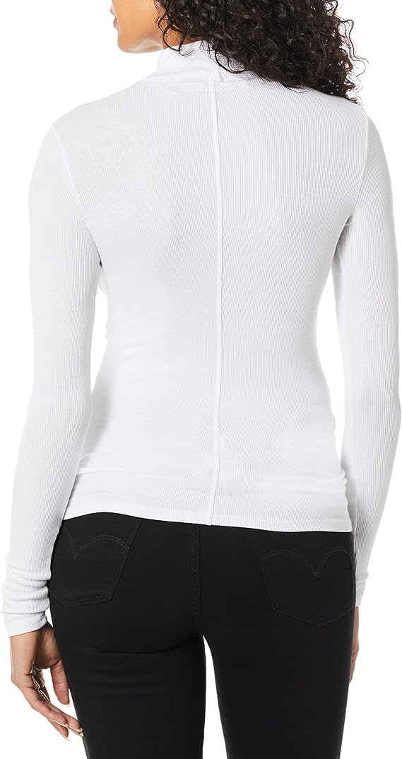 Enza Costa Womens Rib Fitted Long Sleeve Turtleneck Top - Image 2