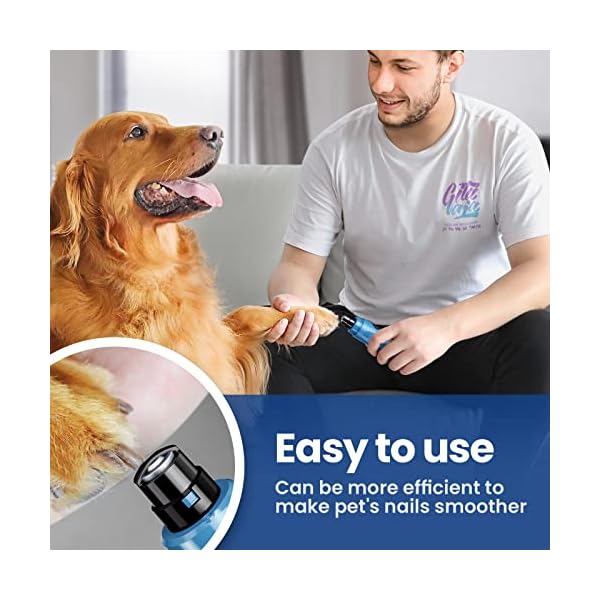 Deeloki dog nail grinder with led light upgraded 2 speeds painless pet dog nail trimmers and clipper super quiet best cat dog nail clipper kit for large small dogs pets cats breed paws quick grooming - image 3