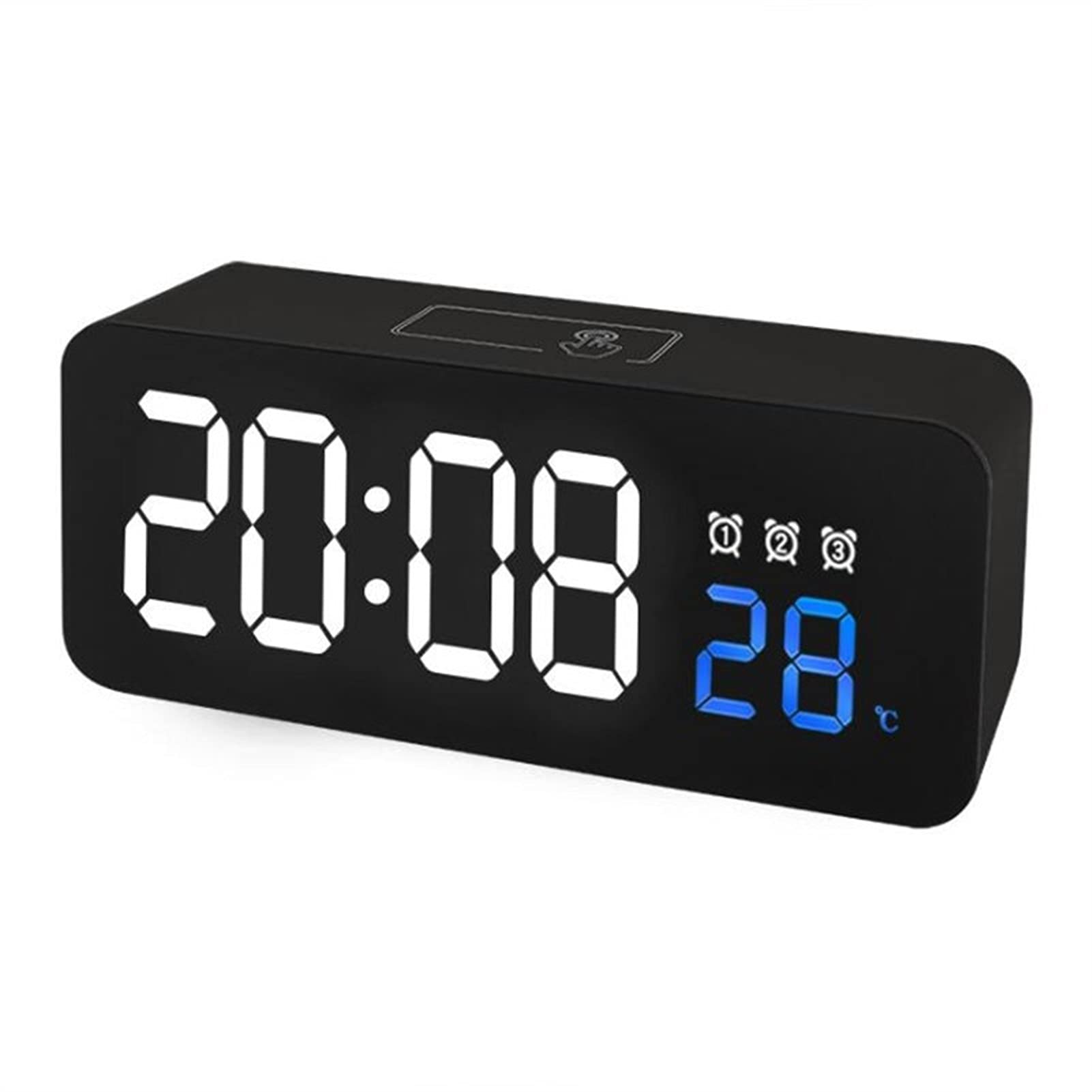Sveglia, Sveglia Controllo Vocale Snooze Display Temperatura Reloj con Cavo USB Sveglia LED Orologio Digitale 3 Gruppi