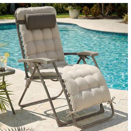 CASABEL Chaise Pliante Zéro Gravité Taupe, Fauteuil extérieur inclinable et Confortable en Acier Anti‑Rouille et Toile Textilene résistante, idéal...