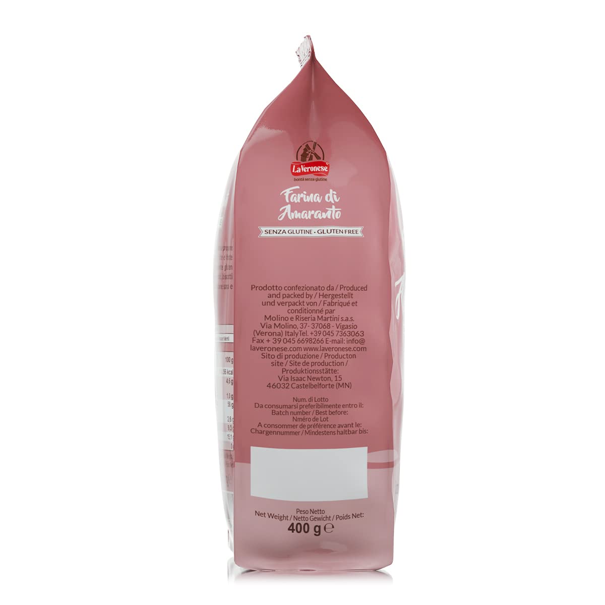 La Veronese | Farina di Amaranto, per Biscotti, Pane e Focacce, Senza Glutine, Ricca di Fibre e Proteine, Alimento Altamente Digeribile, Fortemente Aromatica, 4X400g