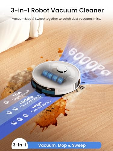 Image of Lefant M2 Plus Robot Vacuum and Mop,Self Empty Station,6000Pa Suction | Anti-tangle for pet hair; custom & no-go zones, Multi-Floor Mapping，90-day auto empty, fits hardwood, tile, carpet
