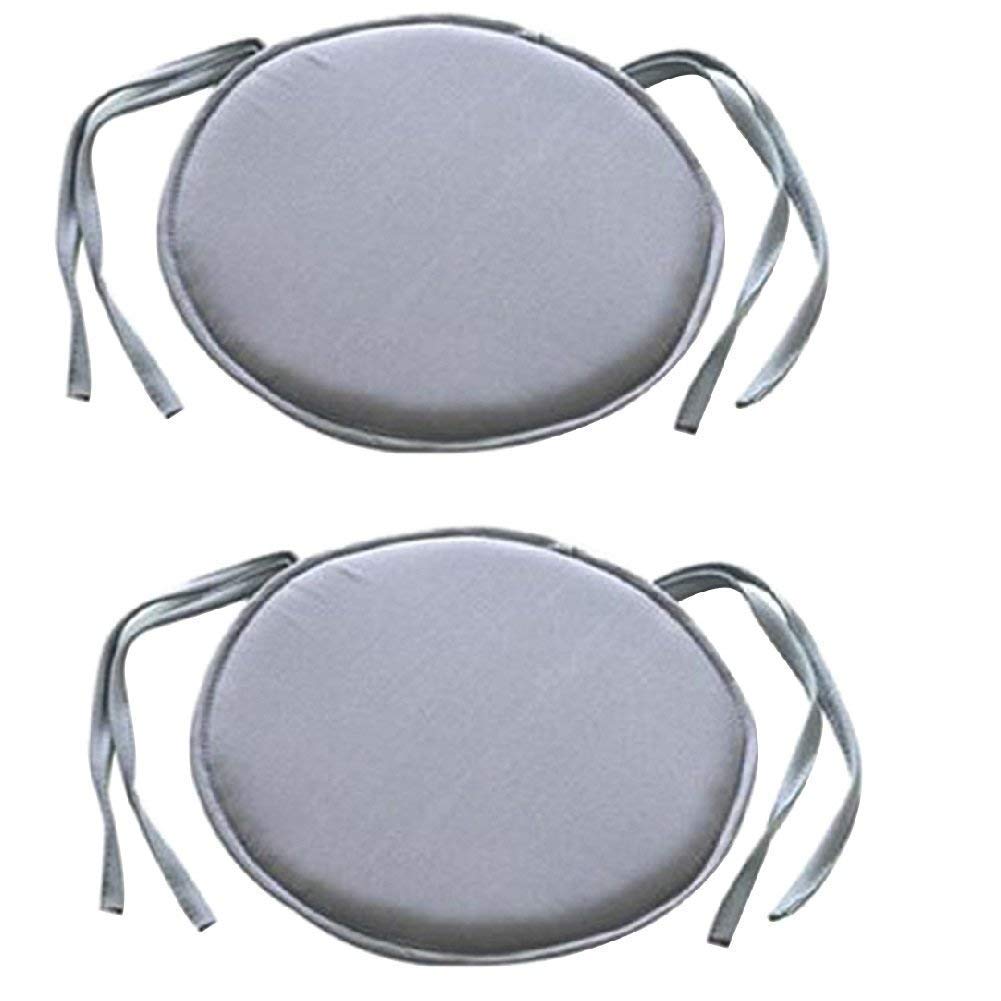 Bechases 2 Pack Outdoor Round Chair Cushion Seat Pads with Ties Non Slip 40X40cm Patio Chair Cushions for Indoor Kitchen Travel Dining Room Home Office Garden Patio Coffee Shop (Light Grey)