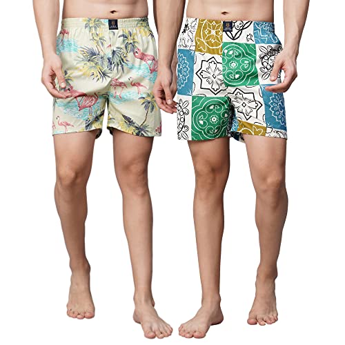 Image of Urban Scottish Ultra-Comfortable Men's Boxer Pants (Pack of 2), 100% Cotton With Stylish Print, Soft & Stretchy Elastic Waist Band, Dynamic Movement & Hardwearing Stitching, Breathable Gentle Snug Fit