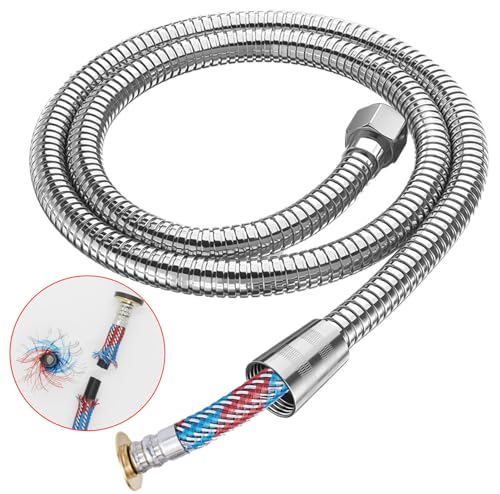 STOAT®Edelstahl-duschschläuche 1.5M，verdickter PVC-Innenschlauch, G1/2-Zoll-Glied, sehr flexibel und knickfest, auslaufsicher，schlauch dusche 1.5m，dusche schlauch 150cm，Brauseschlauch 1m50