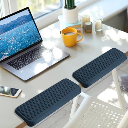 Image of Arm Rest for Desk, L-Shaped Memory Foam Elbow Pads with Non-Slip Base, 2-Piece Ergonomic Desk Edge Cushion & Wrist Rest for Computer Keyboard, Office and Home Use (Blue)